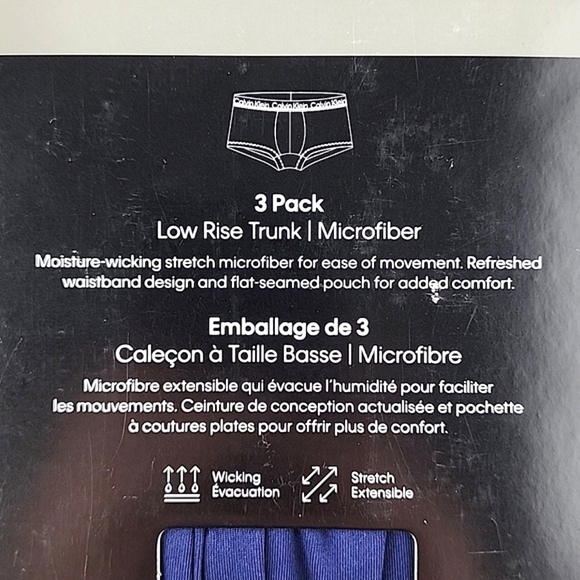 Calvin Klein 3 Pack Microfibre Low Rise Trunk Navy Blue Black Red Size XL - Picture 6 of 9